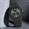 Men's Modern Trendy Quartz Wristwatch Matte Finish 37mm Square Alloy Case Glass Dial Window Stainless Steel Eco-Friendly Sport