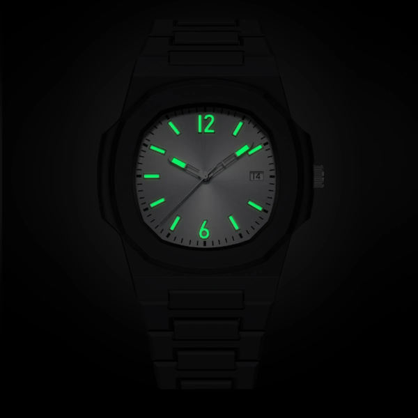 Men's Modern Trendy Quartz Wristwatch Matte Finish 37mm Square Alloy Case Glass Dial Window Stainless Steel Eco-Friendly Sport